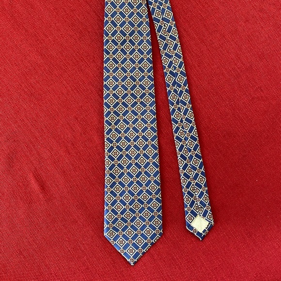 Gelo House Paris, florals geometric blue men tie - Picture 4 of 7